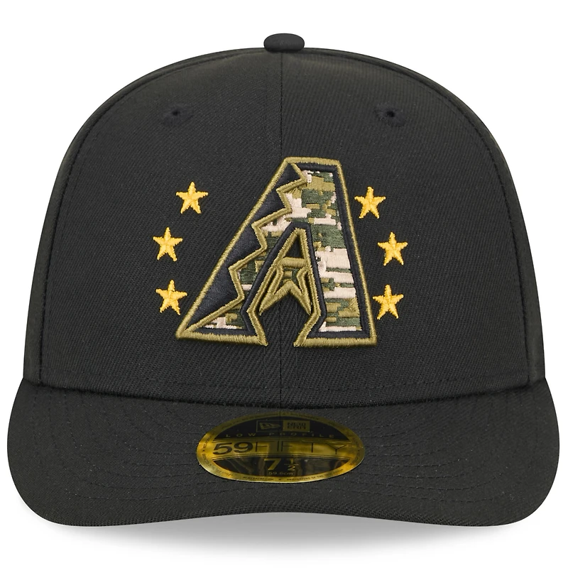 Casquette ajustée 59FIFTY à profil bas pour la Journée des Forces armées 2024 New Era noire Diamondbacks de l'Arizona hommes