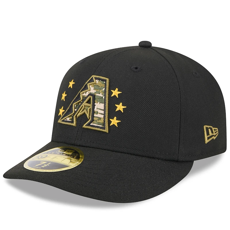 Casquette ajustée 59FIFTY à profil bas pour la Journée des Forces armées 2024 New Era noire Diamondbacks de l'Arizona hommes