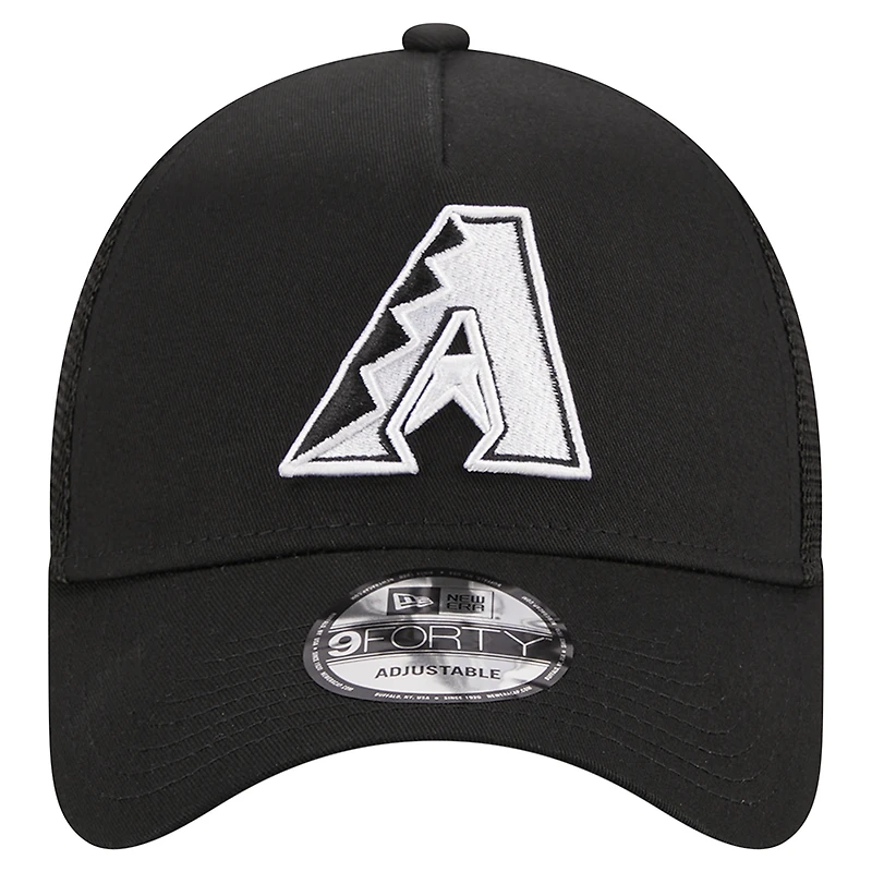 Men's New Era Black Arizona Diamondbacks A-Frame 9FORTY Trucker Adjustable Hat