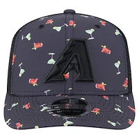 Casquette extensible à bouton-pression New Era noire Arizona Diamondbacks Adventure Drinks Pattern 9SEVENTY pour homme