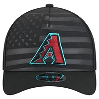 Casquette ajustable New Era noire 9FORTY M-Crown A-Frame pour homme, motif drapeau américain, Arizona Diamondbacks