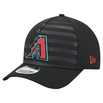 Casquette ajustable New Era noire 9FORTY M-Crown A-Frame pour homme, motif drapeau américain, Arizona Diamondbacks