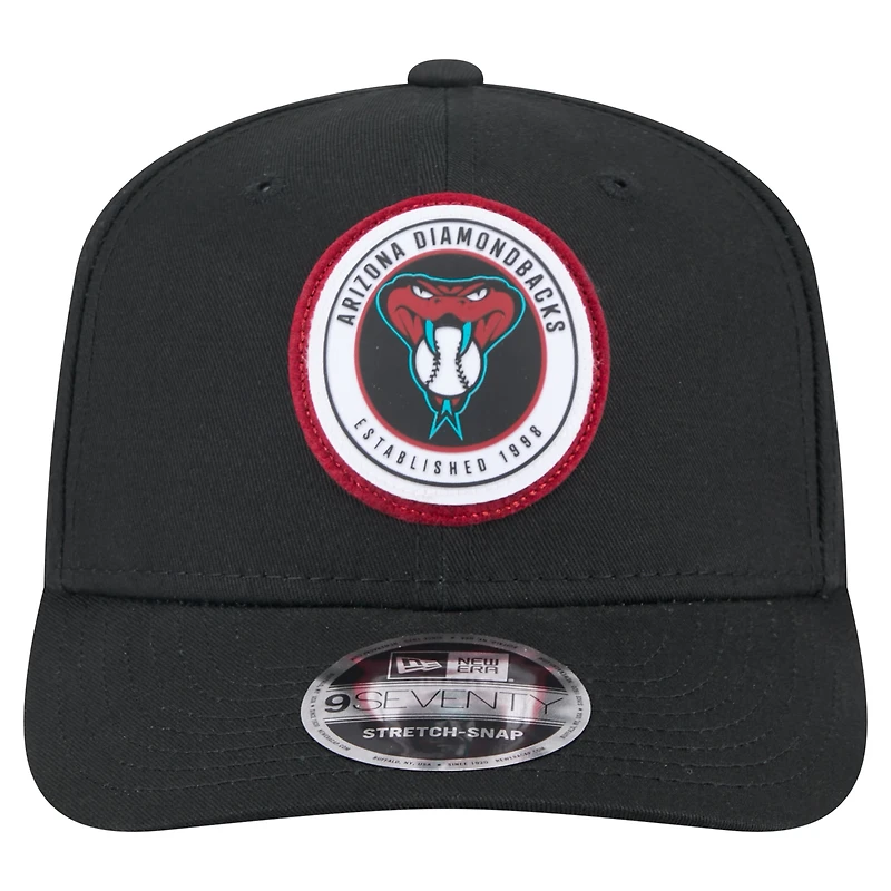 Casquette extensible à bouton-pression 9SEVENTY noire des Diamondbacks de l'Arizona pour homme de New Era