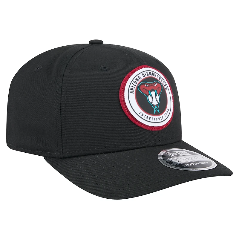 Casquette extensible à bouton-pression 9SEVENTY noire des Diamondbacks de l'Arizona pour homme de New Era