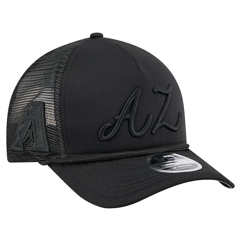 Casquette camionneur ajustable 9FORTY A-Frame M-Crown City Initial des Diamondbacks de l'Arizona pour homme New Era noire