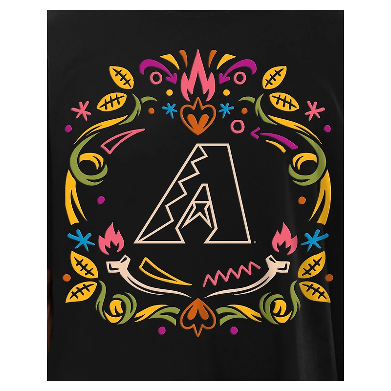 T-shirt noir New Era pour hommes des Diamondbacks de l'Arizona Día los Muertos