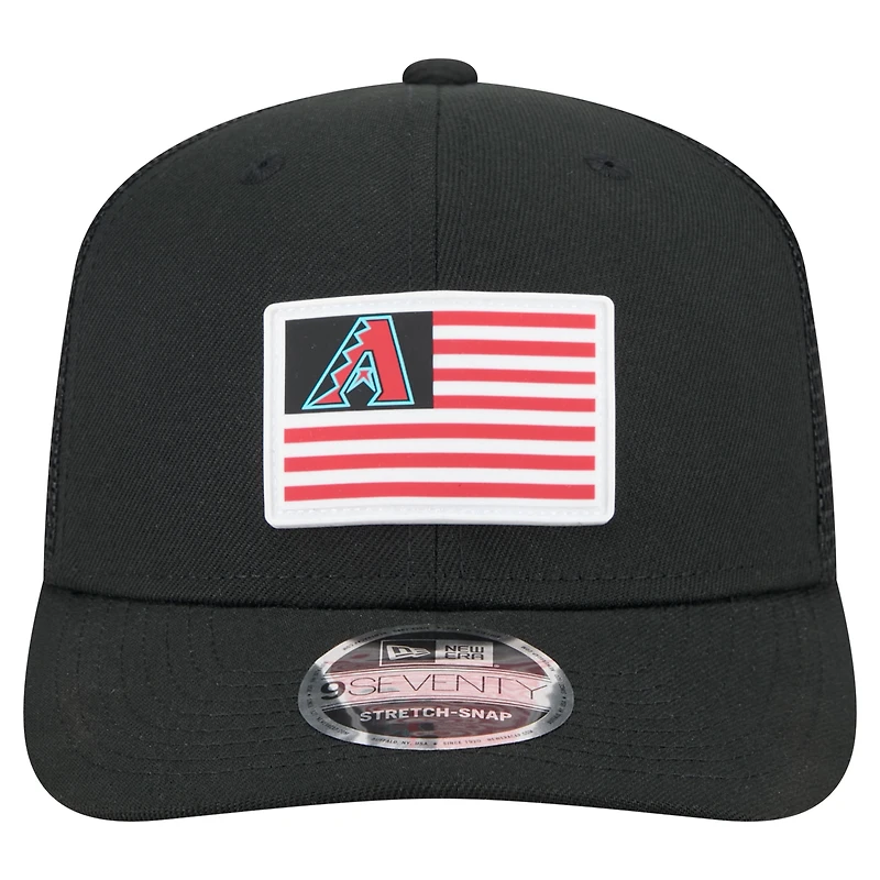 Men's New Era Black Arizona Diamondbacks Flag 9SEVENTY Stretch-Snap Hat