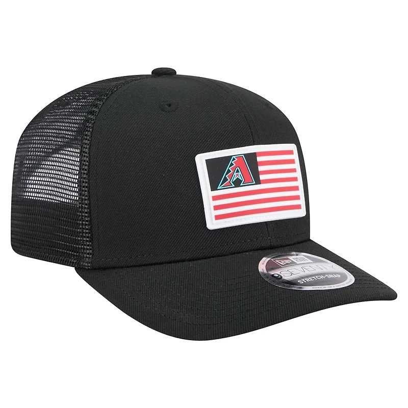 Men's New Era Black Arizona Diamondbacks Flag 9SEVENTY Stretch-Snap Hat