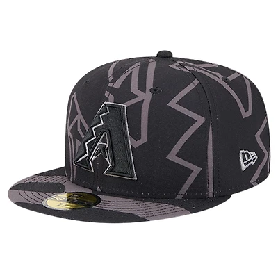 Casquette ajustée 59FIFTY noire avec logo Fracture des Diamondbacks de l'Arizona New Era pour hommes