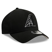 Men's New Era Black Arizona Diamondbacks Side Script 9FORTY A-Frame Trucker Adjustable Hat