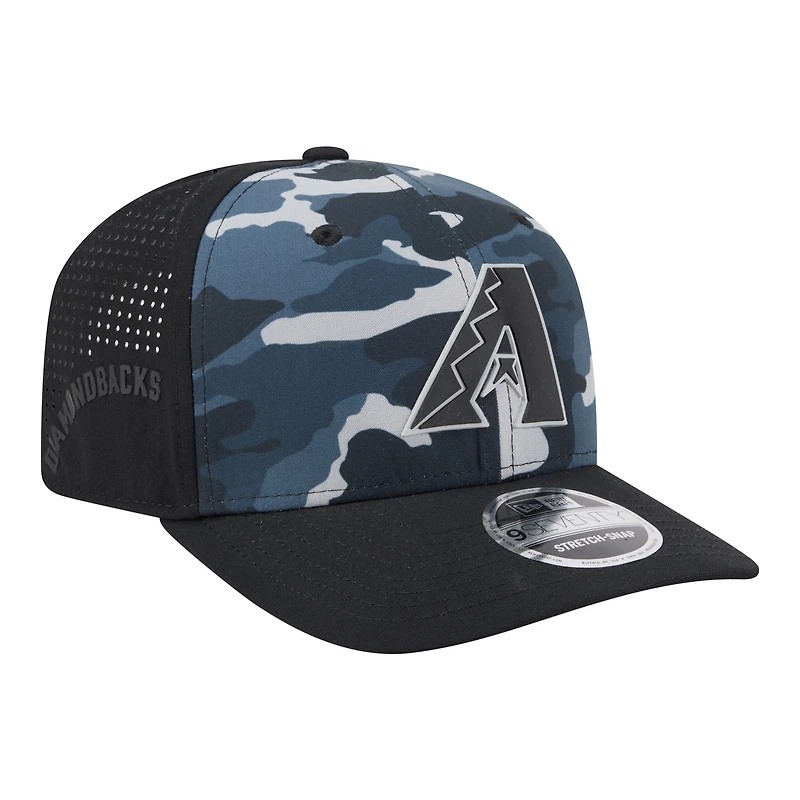 Men's New Era Black Arizona Diamondbacks Tonal Camo 9SEVENTY Stretch-Snap Hat