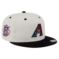 Casquette ajustée New Era 59FIFTY en velours côtelé bicolore crème/noir pour homme des Diamondbacks de l'Arizona