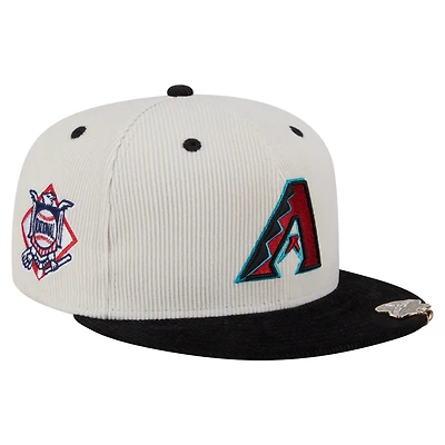 Men's New Era Cream/Black Arizona Diamondbacks Two-Tone Corduroy 59FIFTY Fitted Hat