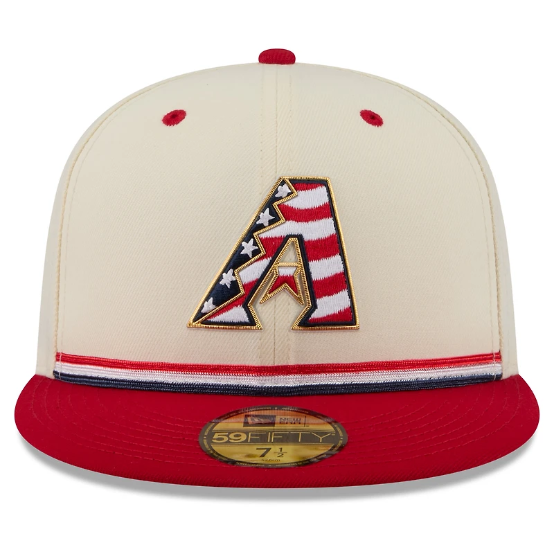 Men's New Era Cream/Red Arizona Diamondbacks USA 250 Fourth of July 59FIFTY Fitted Hat