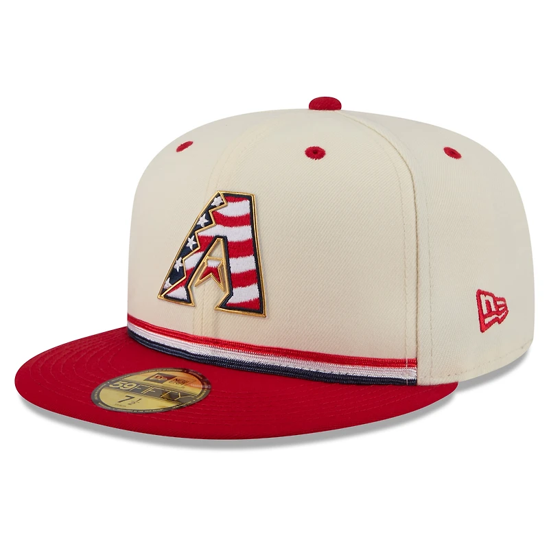 Men's New Era Cream/Red Arizona Diamondbacks USA 250 Fourth of July 59FIFTY Fitted Hat