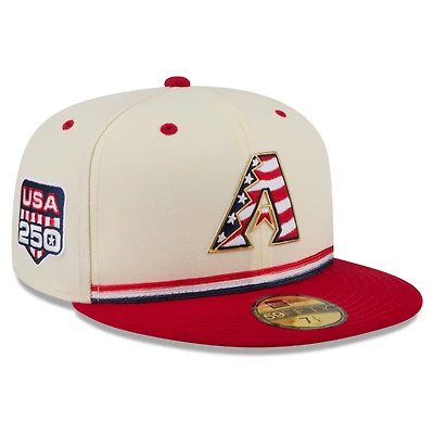 Men's New Era Cream/Red Arizona Diamondbacks USA 250 Fourth of July 59FIFTY Fitted Hat