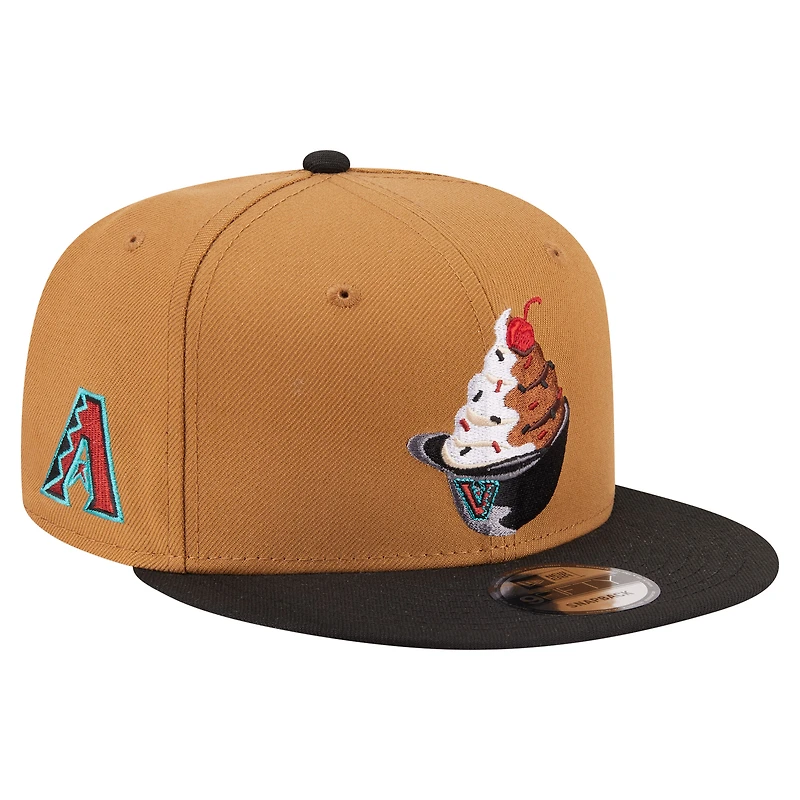 Men's New Era Khaki/Black Arizona Diamondbacks Ice Cream 9FIFTY Snapback Hat