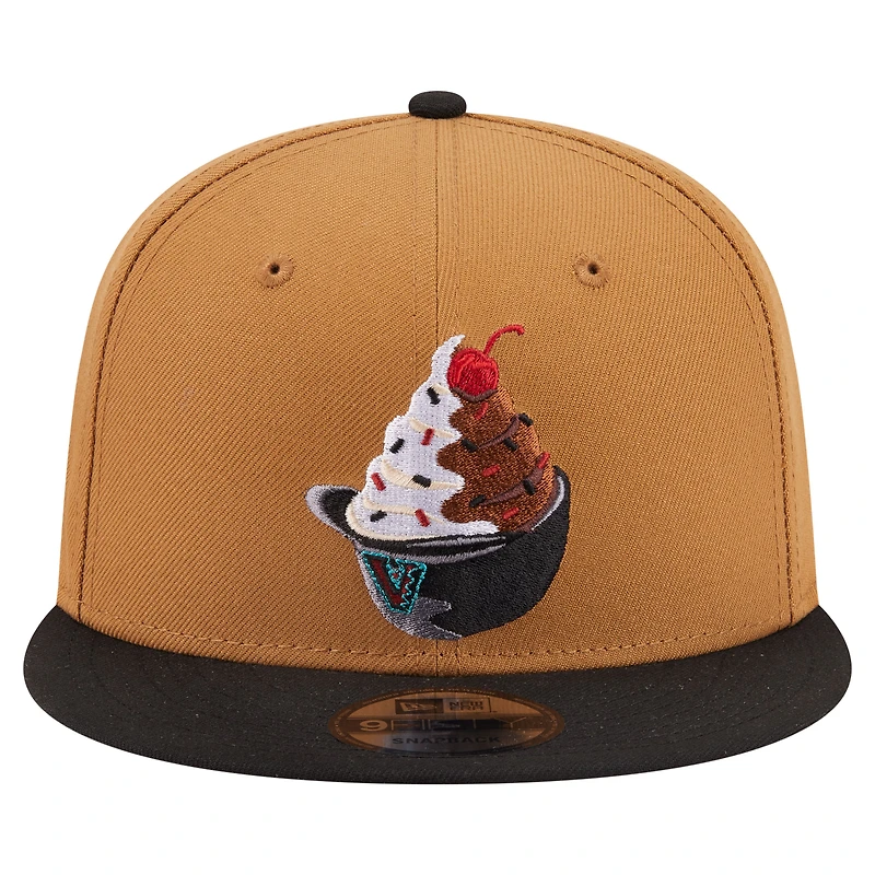 Men's New Era Khaki/Black Arizona Diamondbacks Ice Cream 9FIFTY Snapback Hat