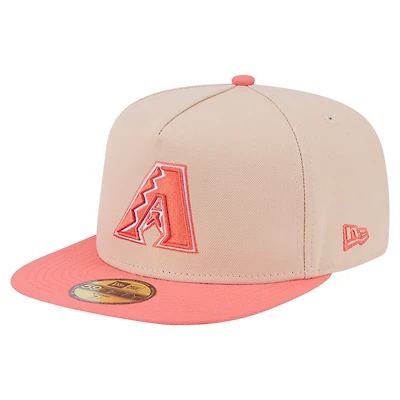 Casquette ajustée bicolore 59FIFTY des Diamondbacks de l'Arizona, beige clair/corail, pour homme, New Era