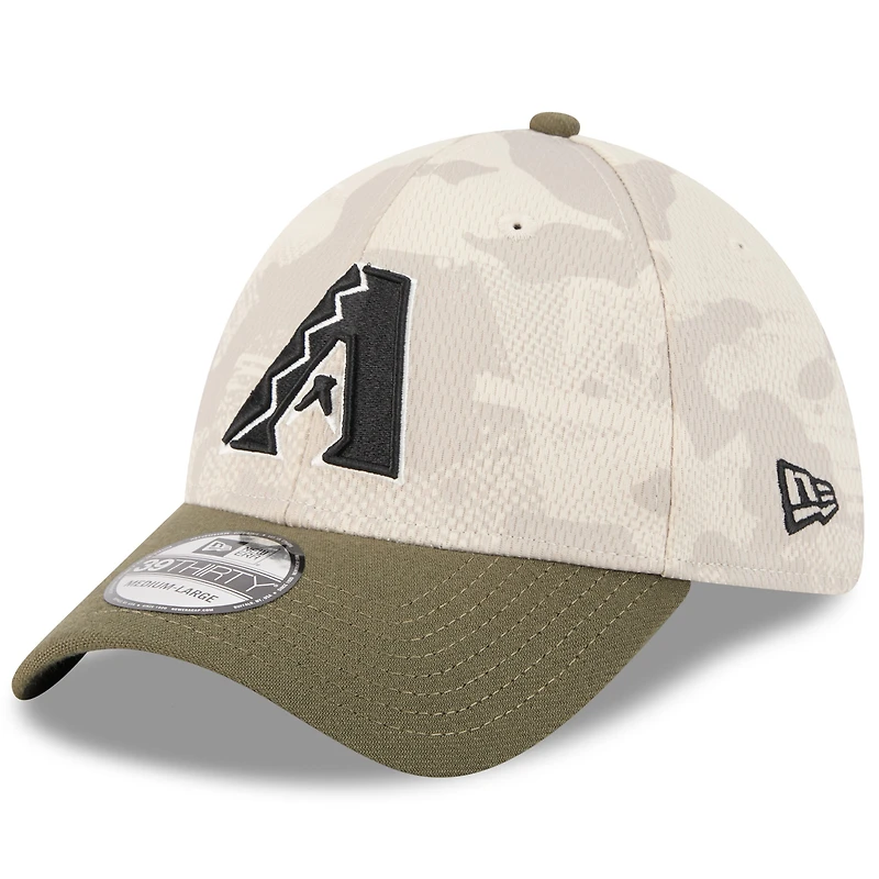 Men's New Era Light Beige/Olive Arizona Diamondbacks 2025 Armed Forces Day 39THIRTY Flex Hat
