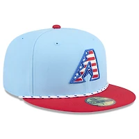 Casquette ajustée New Era 59FIFTY bleu clair/rouge pour homme, Arizona Diamondbacks, 4 juillet 2025