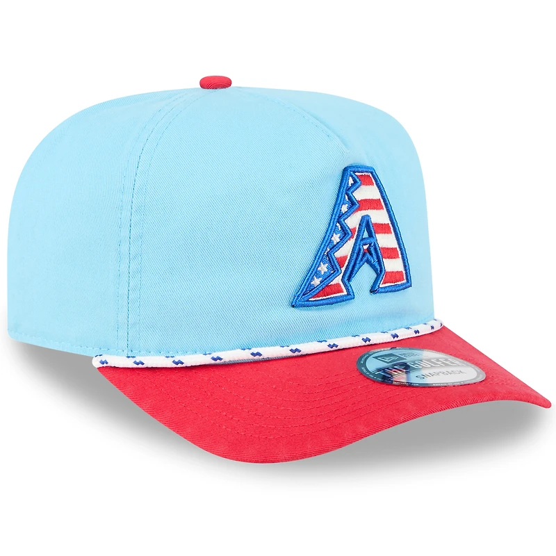 Men's New Era Light Blue/Red Arizona Diamondbacks 2025 Fourth of July Golfer Snapback Hat