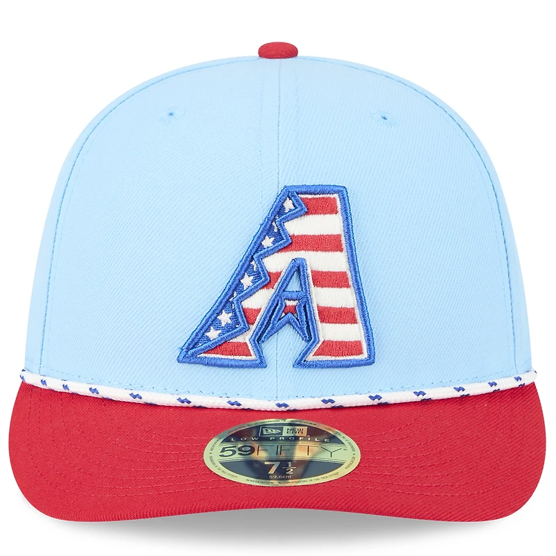 Casquette ajustée 59FIFTY bleu clair/rouge New Era pour homme, Arizona Diamondbacks 2025, modèle 4 juillet