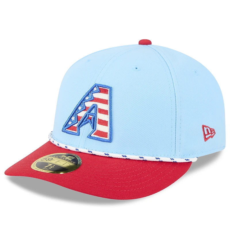 Casquette ajustée 59FIFTY bleu clair/rouge New Era pour homme, Arizona Diamondbacks 2025, modèle 4 juillet