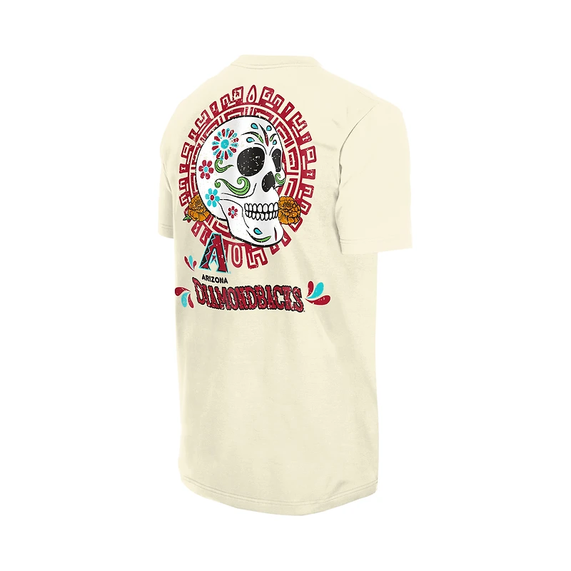 Men's New Era Natural Arizona Diamondbacks Dia de los Muertos Sugar Skull T-Shirt