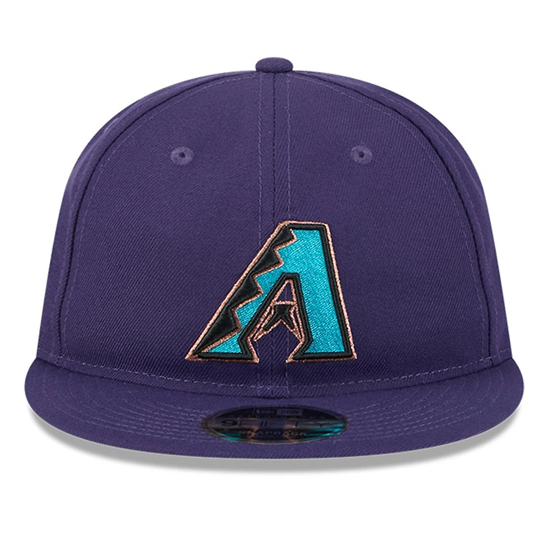 Casquette ajustable New Era violette 9FIFTY pour homme, motif rétro du Temple de la renommée baseball des Diamondbacks l'Arizona