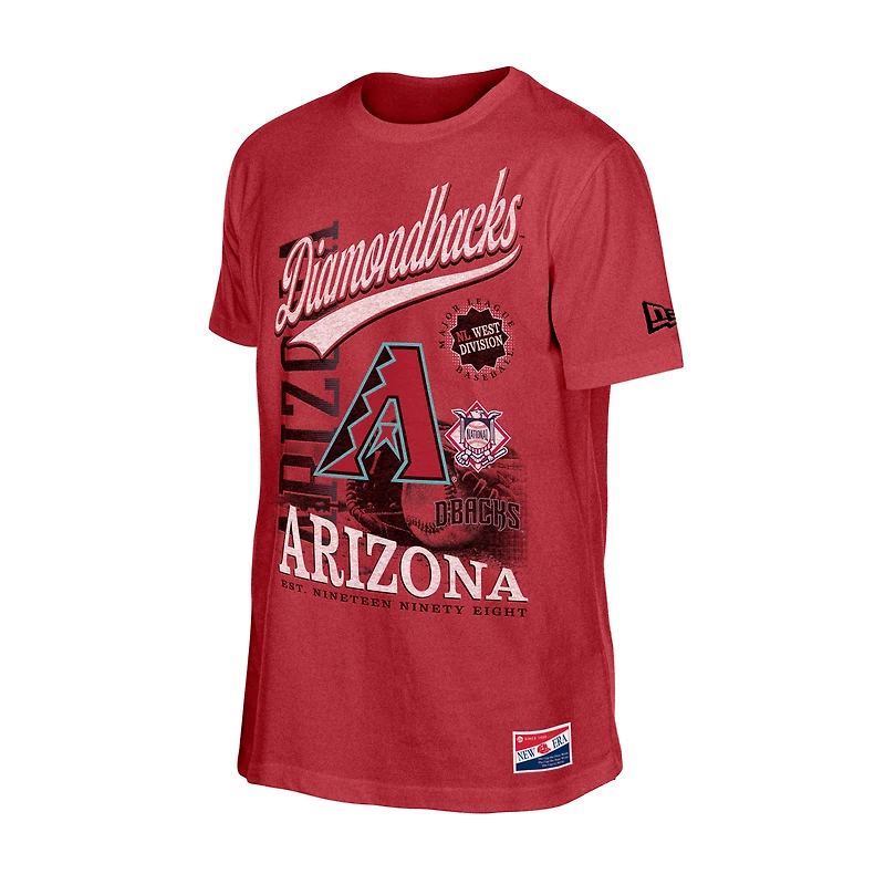 T-shirt oversize rétro effet vieilli New Era rouge Arizona Diamondbacks pour homme