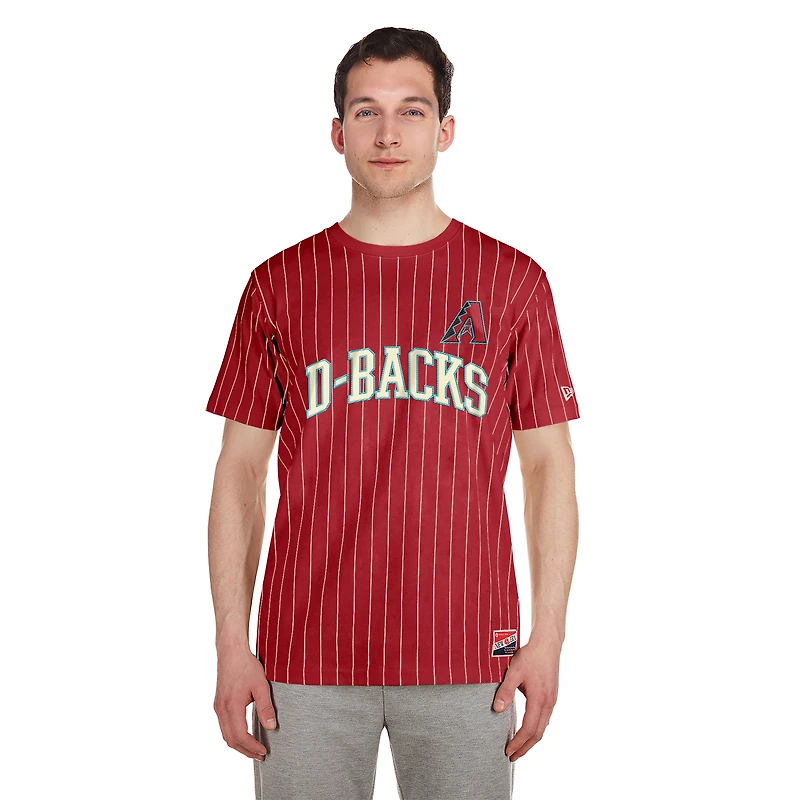 Men's New Era Red Arizona Diamondbacks Throwback Pinstripe T-Shirt