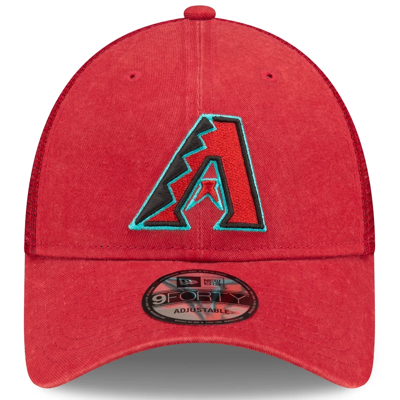 Casquette ajustable 9FORTY Trucker 9FORTY des Diamondbacks de l'Arizona rouge New Era pour hommes