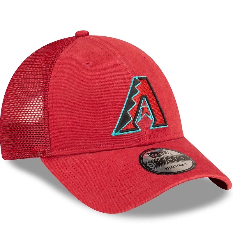 Casquette ajustable 9FORTY Trucker 9FORTY des Diamondbacks de l'Arizona rouge New Era pour hommes
