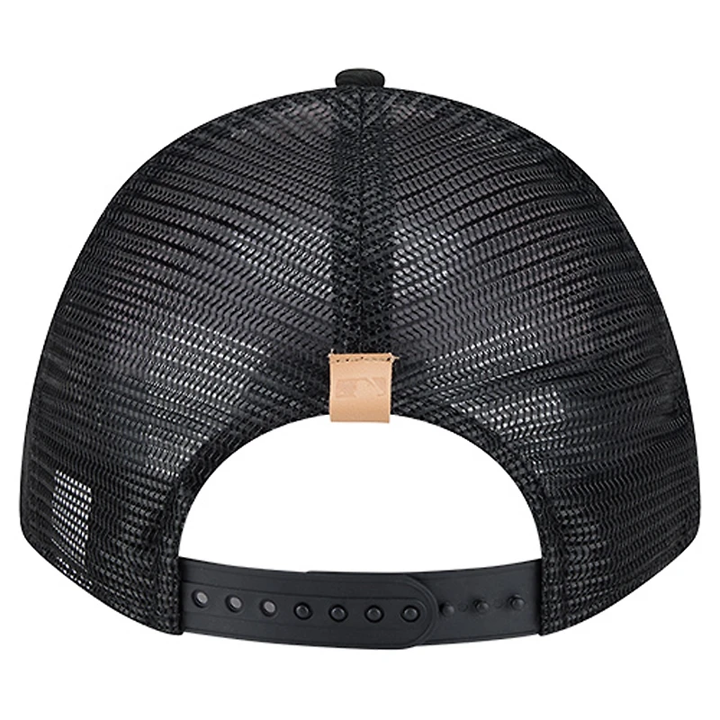 Men's New Era Stone/Black Arizona Diamondbacks Text A-Frame Trucker 9FORTY Hat