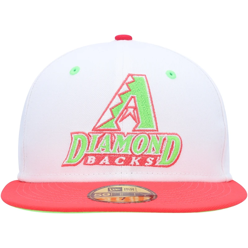 Men's New Era White/Coral Arizona Diamondbacks 1998 Inaugural Season Strawberry Lolli 59FIFTY Fitted Hat