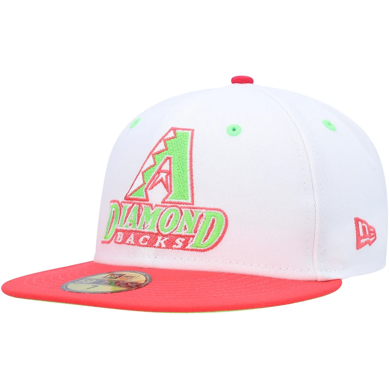 Men's New Era White/Coral Arizona Diamondbacks 1998 Inaugural Season Strawberry Lolli 59FIFTY Fitted Hat