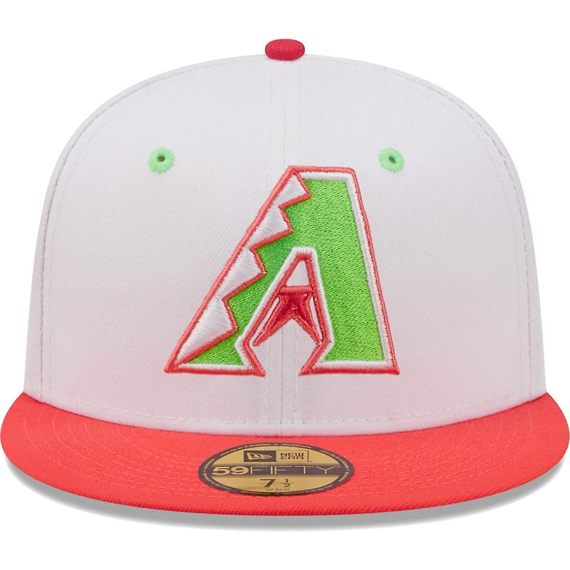 Casquette ajustée New Era Arizona Diamondbacks 2001 World Series Strawberry Lolli 59FIFTY pour homme, blanc/corail