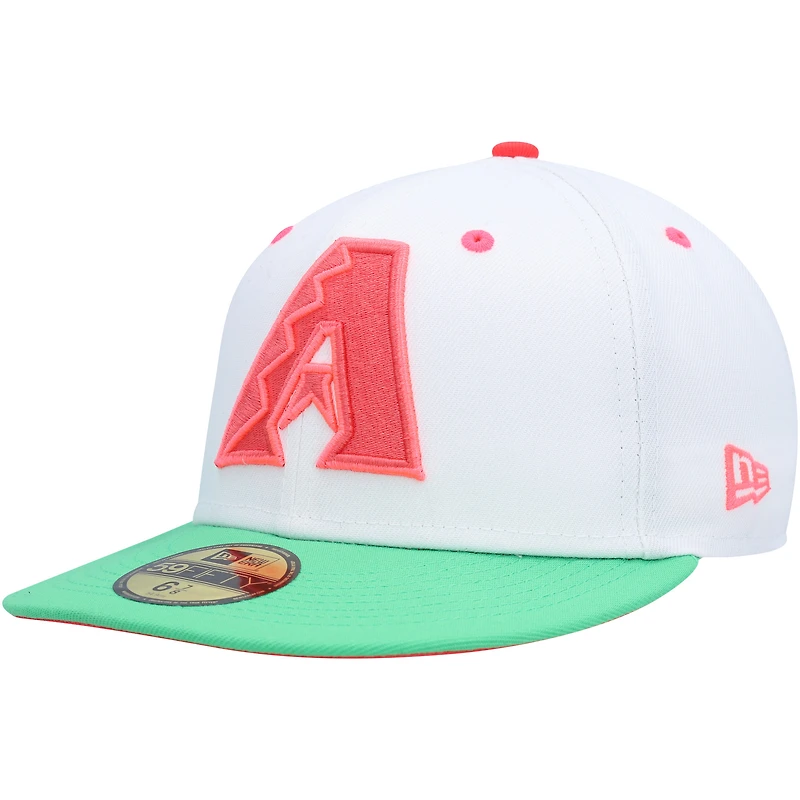 Casquette ajustée New Era Arizona Diamondbacks Inaugural Season Watermelon Lolli 59FIFTY pour homme, blanc/vert