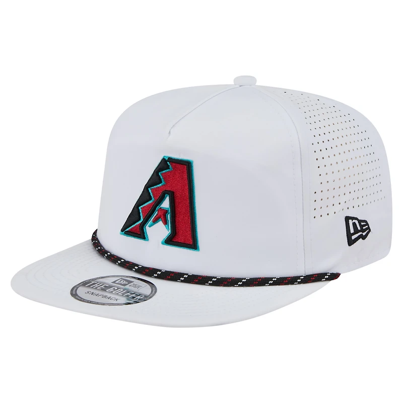Casquette de golf perforée à pression New Era blanche des Diamondbacks de l'Arizona pour homme