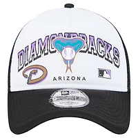 Men's New Era White Arizona Diamondbacks Retro Wordmark 9FORTY A-Frame Trucker Adjustable Hat