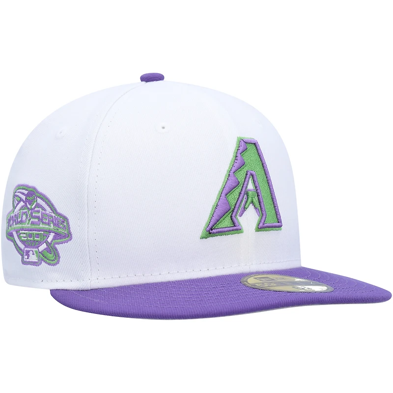 Casquette ajustée 59FIFTY avec écusson latéral Arizona Diamondbacks New Era pour homme, blanche