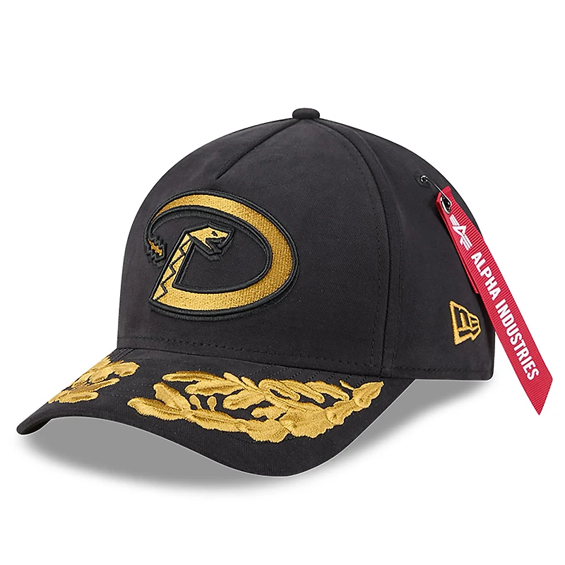 Casquette ajustable A-Frame 9FORTY noire des Diamondbacks de l'Arizona pour homme New Era x Alpha Industries
