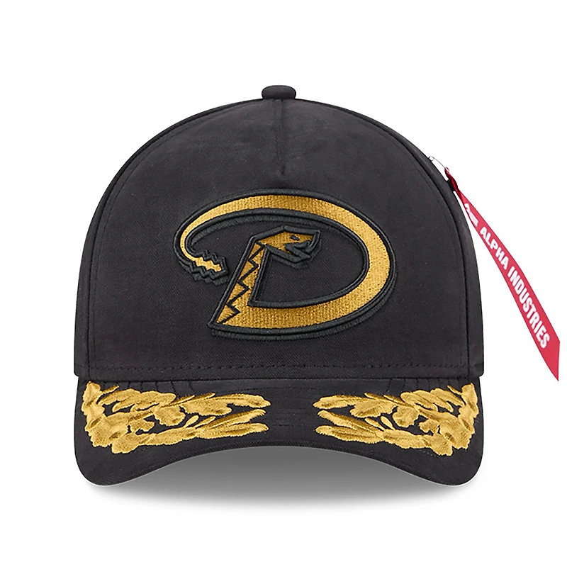 Men's New Era x Alpha Industries  Black Arizona Diamondbacks A-Frame 9FORTY Adjustable Hat