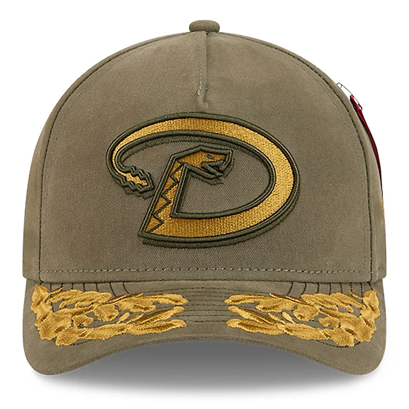 Casquette ajustable A-Frame 9FORTY olive des Diamondbacks de l'Arizona pour homme New Era x Alpha Industries