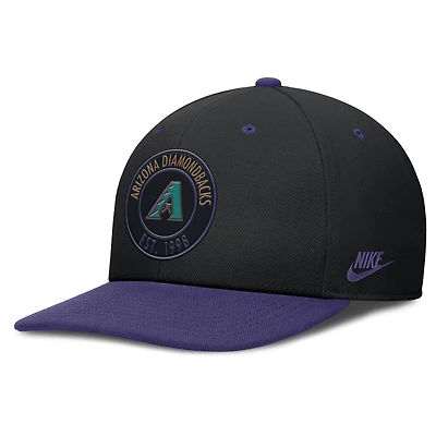 Casquette Nike noire/violette à visière snapback Cooperstown Collection Pro Dri-FIT des Diamondbacks de l'Arizona pour homme