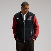 Men's Nike Black/Red Arizona Diamondbacks Authentic Collection Dugout Relaxed Full-Zip Bomber Jacket