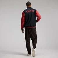 Veste aviateur Nike noire/rouge pour homme, collection authentique des Diamondbacks de l'Arizona, coupe décontractée entièrement zippée.