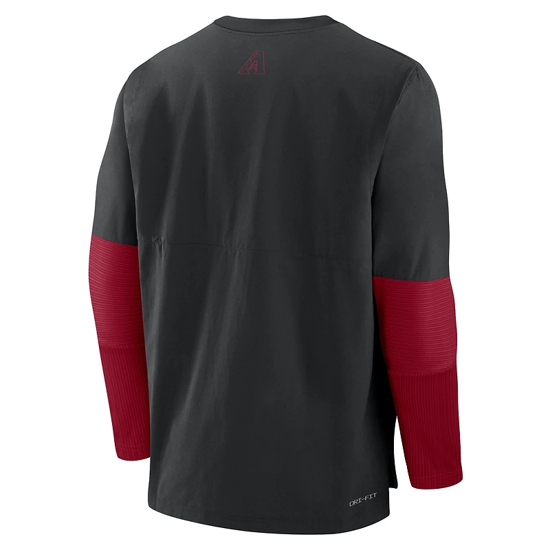 Men's Nike Black/Red Arizona Diamondbacks Authentic Collection Player Dri-FIT Lightweight Pullover