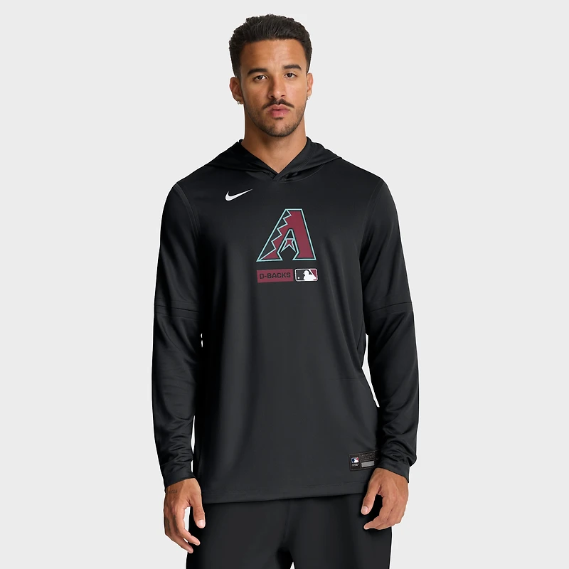 T-shirt à capuche manches longues Nike Authentic Collection Dri-FIT pour homme, noir, Arizona Diamondbacks